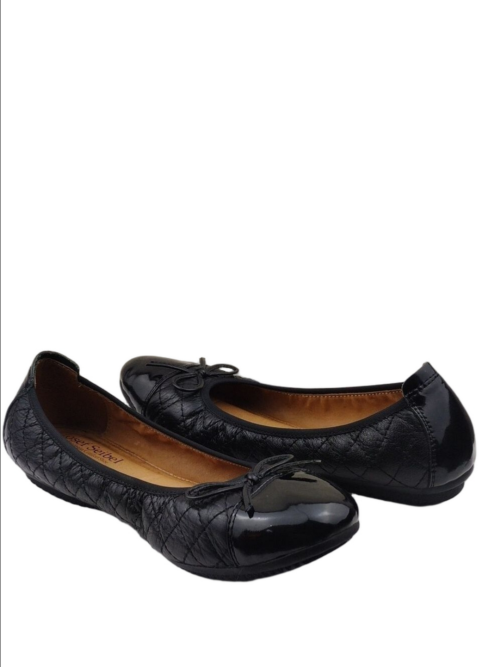 Josef Seibel Double Air Reaction Black Quilted Leather Round Toe Ballet Shoe